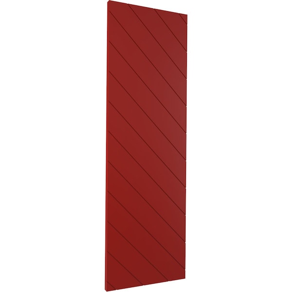 18W X 74H True Fit PVC Diagonal Slat Modern Style Fixed Mount Shutters, Fire Red